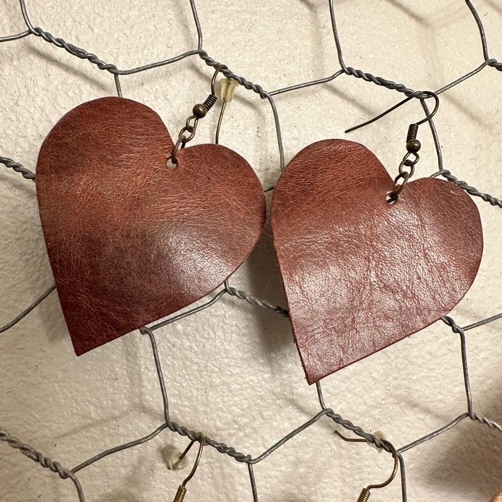 Leather Heart Earrings
